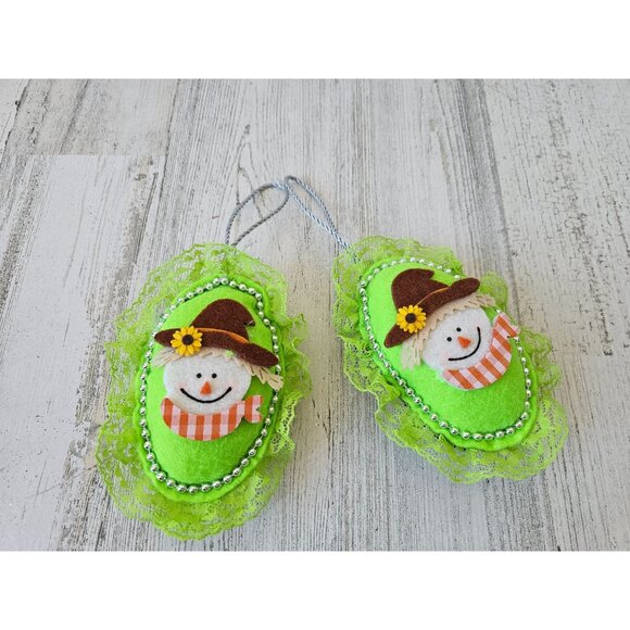 Plush Thanksgiving scarecrow pumpkin ornament lace felt unique set tree Xmas gre - Picture 1 of 6